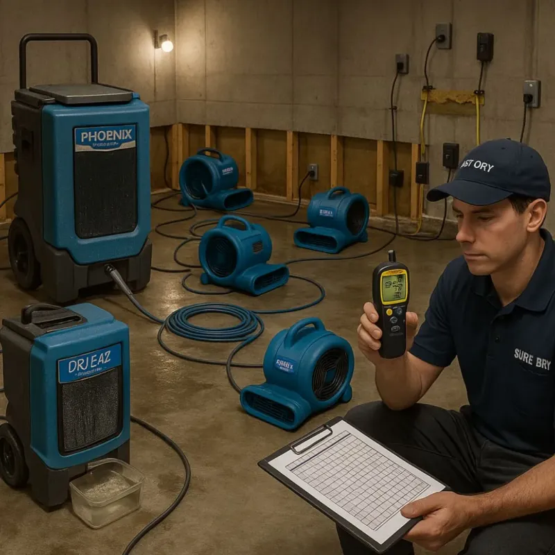 Structural Drying and Dehumidification process in Wasco, CA
